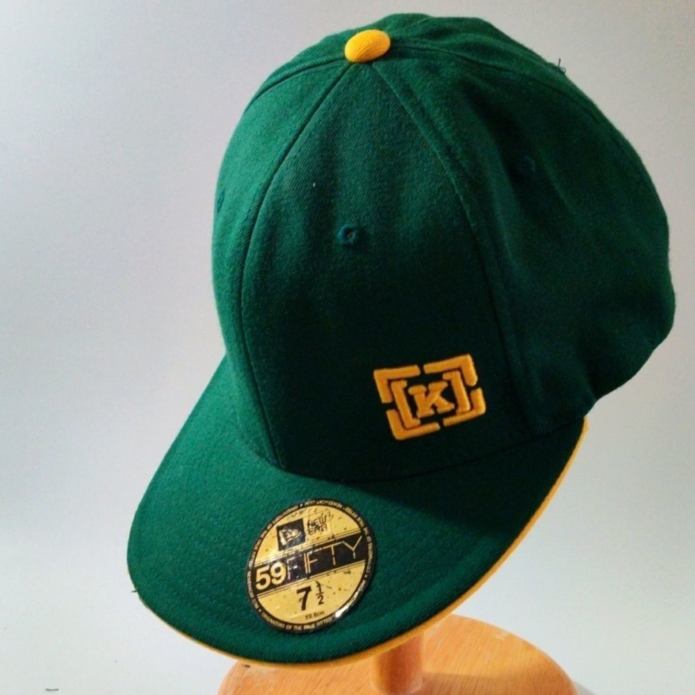 New Era Krew Branded Green And Yellow Flexfit Hat